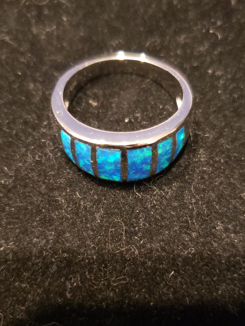 NEW SZ 9 Sterling Opal, Created, Stamped 925 Hallmark, Inlay Opal In Silver, - Picture 6 of 7